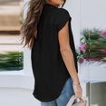 thumbnail image 4 of Womens Summer Casual Short Sleeve Blouse Button Solid Color Turndown Collar T-Shirt Tops, 4 of 10