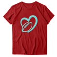 thumbnail image 2 of Meichang T-Shirts Graphiques Cœur de Football Américain pour Femmes Manches Courtes Col Rond Hauts d'Été Décontractés Coupe Ample Blouses Assorties de Football T-Shirts Rouge TG, 2 of 3