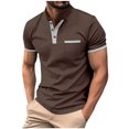 thumbnail image 2 of EOYWHK Henley Shirts for Men Business Casual Button Up Short Sleeve Tees Solid Color Stand Collar Work Blouse, 2 of 7