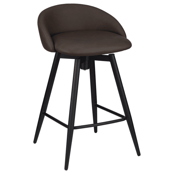 Bouclair Brown Faux Leather and Metal Bar Stool