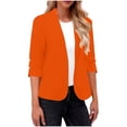 thumbnail image 1 of Women's Solid Color V-Neck Long Sleeve Casual Blouse Top Polyester Suit Jacket for Fall and Spring, 1 of 6