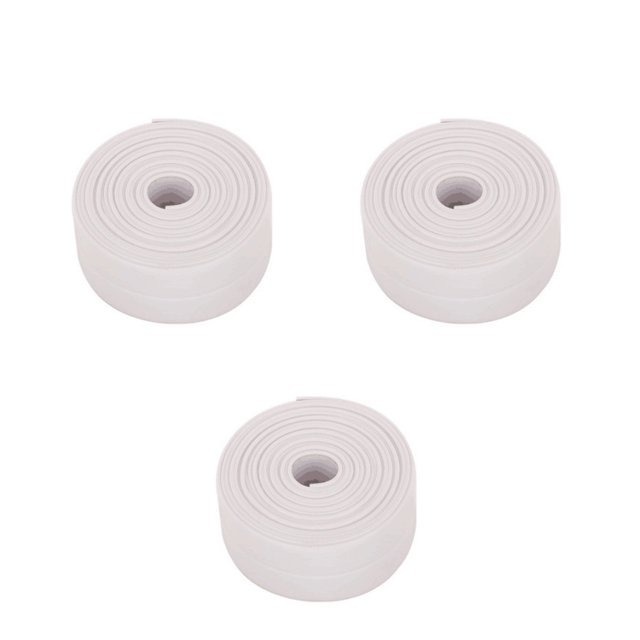 tredstone 3Pcs Sealing Strip Tape Waterproof Oil-proof Sink Edge Tapes Wall Sticker White 1Set