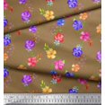 thumbnail image 3 of Soimoi Poly Georgette Tissu Point, Feuilles & Pervenche Floral Tissu Imprimé 1 Yard 52 Inch Wide, 3 of 3