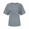 thumbnail image 5 of Timegard Short Sleeve Tops for Women Crew Neck Solid Color Comfy Casual Loose Shirts Top Basic Tee Blouse, 5 of 5