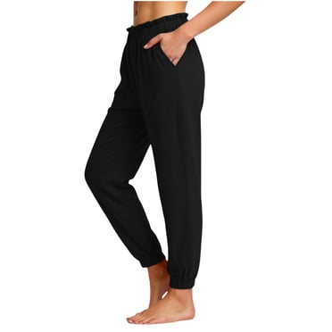 Hngshg Womens Joggers Pants Pull on Elastic Waist Solid Color Casual Athletic Pants Summer Vacation Workout Trousers with Pockets