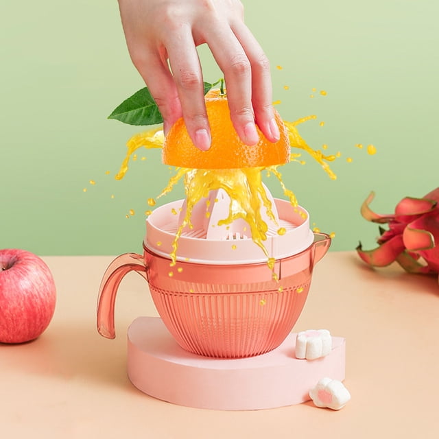 Meitianfacai Hand Juicer Citrus Orange Squeezer, Manual Lid Rotation Press Reamer for Lemon Lime Grapefruit with Strainer and Container