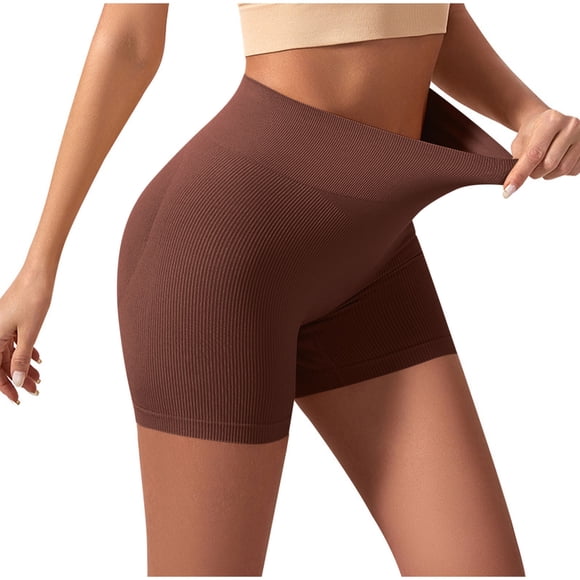 ohmzyzo Yoga Shorts for Women Solid Color High Waist Butt Lifting Leggings Shorts Running Gym Workout Body Shaping Short Pants