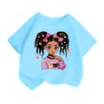 thumbnail image 1 of GDREDA Vêtements Fille Enfant Filles Mignon Mode Imprimé Col Rond Manches Courtes Tee Été Confortable Décontracté Ample T-Shirt Hauts Fille Hauts Bleu, 4-6 Ans, 1 of 4