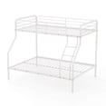 thumbnail image 1 of Costway Twin over Full Metal Bunk Bed with Inclined Ladder Safety Guardrail, Slat Support White, 1 of 9