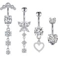 thumbnail image 1 of Briana Williams 14G Dangle Belly Button Rings Silver Belly Button Rings Belly Rings, 1 of 5