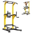 thumbnail image 1 of Soges Power Tower Dip Station Pull Up Bar Workout Multi-Function Adjustable Height Strength Training Equipment for Home Gym, Yellow, 1 of 9