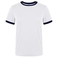 thumbnail image 4 of HXWCHs T-Shirt Uni pour Femme à Col Montant T-Shirt Classique à Col Rond pour Femme avec Garniture Contrastante Stylée pour un Confort Décontracté S Blanc, 4 of 5