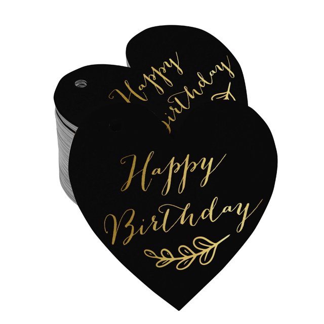 Inkdotpot 100 Pack Real Gold Foil Paper Tag Happy Birthday Favor Hang Tag