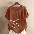 thumbnail image 3 of Birdeem T-Shirt Ample Décontracté d'Été pour Femme à Col Rond, Manches Courtes, à Imprimé Floral, 3 of 4