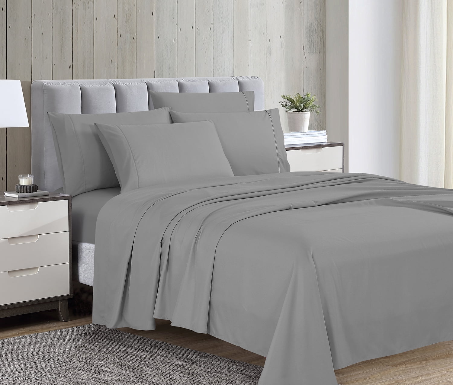 Swift Home Luxury 4-Piece Sheet Set with Extra Pillow Case, TwinXL, Alloy