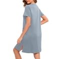 thumbnail image 4 of Erwazi Women Robes Zipper Front Short Sleeve Long Robe Housecoat with Pockets Loungewear, 4 of 8