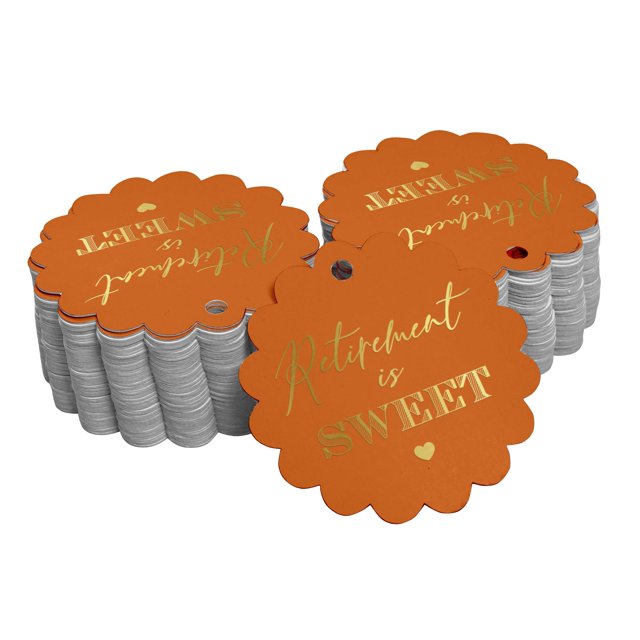 Inkdotpot Retirement Is Sweet Text Bottle Tag Real Gold Foil Favor Hang Tags Pack Of 100