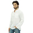 thumbnail image 4 of Atasi Kurta Court à Col Officier pour Homme en Coton Blanc, Tunique Décontractée - Petit, 4 of 7