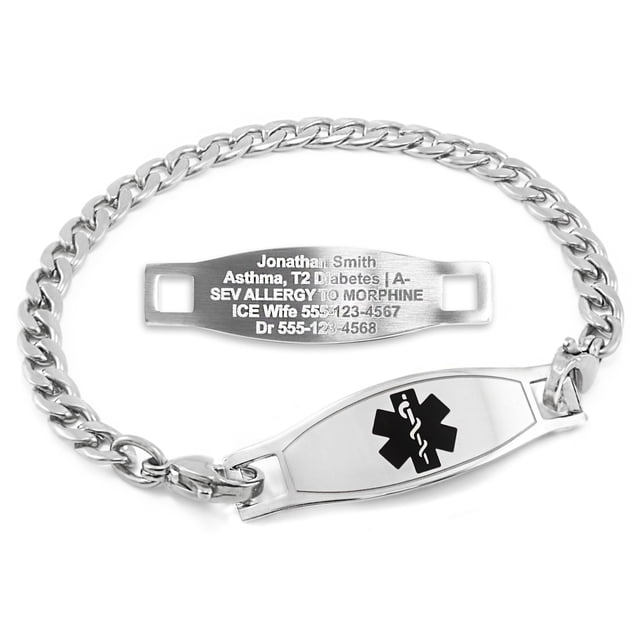 MedicEngraved Stainless Steel Custom Medical Alert Bracelet - 5mm Curb Link