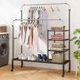 thumbnail image 2 of Costway Rolling Clothes Drying Rack Double Rods Garment Rack with Height Adjustables Silver, 2 of 10