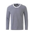 thumbnail image 2 of INSPIRE CHIC T-shirt à Manches Longues à Col Ras du Cou Rayé pour Homme en Coton, Haut à Enfiler Bleu Marine 50, 2 of 7
