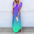 thumbnail image 2 of Yuyuzo Robes Femmes 2025 Printemps Été Manches Courtes Décontractées Fluides Robe Maxi Ample Tendance Plage Longue avec Poches, 2 of 5