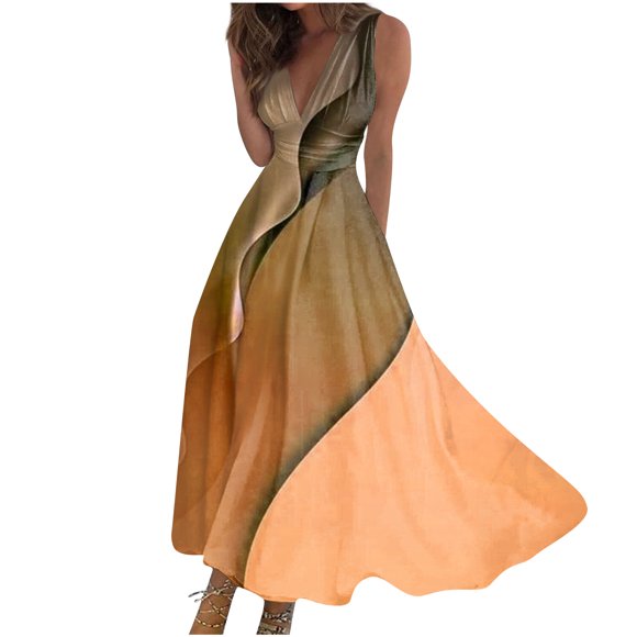 Sundresses for Women 2024, Womens Summer Wrap Maxi Dress Assorted Colors Casual V Neck Sleeveless Cute Long Dress,Summer Casual Dress