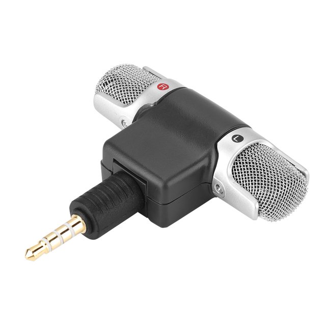 Peahefy 3.5mm Mini Mic Digital Stereo Microphone, a compact handheld external wireless microphone with adjustable angle between 0 and 90 degrees. Designed for mobile phones, PCs, and recorders, it features a gold-plated 3.5mm plug for minimal transmission loss. Made of ABS material, it offers a frequency range of 100-15,000 Hz, noise level of 34dB SPL, and front sensitivity of -38dB ± 3.5dB.
