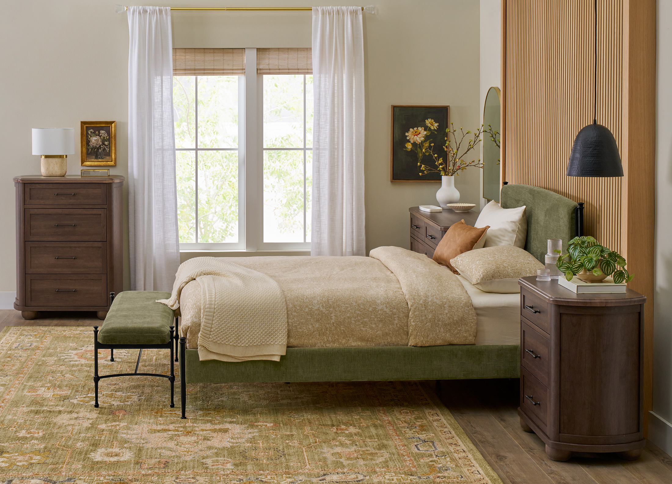 Better Homes & Gardens Ambrose Upholstered King Bed, Forest Velvet and Forged Iron