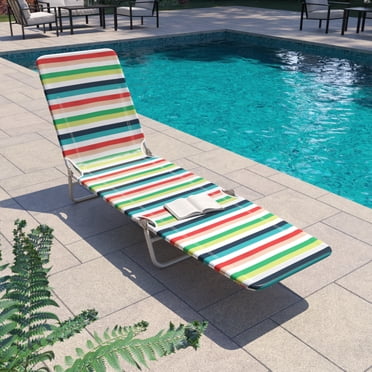 Mainstays Steel Folding Beach Lounger, Multi Stripe