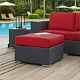 thumbnail image 2 of Modway Sojourn Aluminum and Rattan Patio Ottoman in Canvas/Red, 2 of 3