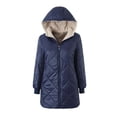 thumbnail image 2 of FAIWAD Women's Winter Coats Hooded Fleece Padded Zip Jackets Long Warm Slim Solid Color Overcoat, 2 of 7