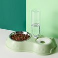 thumbnail image 2 of Pet Dogs Cats Food Water Feeder Bowl 2 in 1 Water Food Bowl Anti Spill Stable Design Separation Double Bowls with Automatic Water Dispenser Pet Food Water Dish for Cats Small Dogs and Pets, 2 of 4