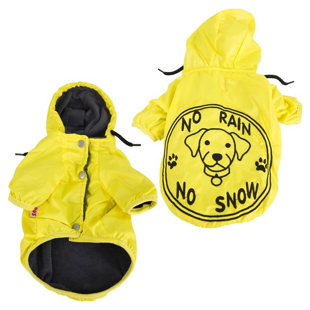SUSSEXHOME Pets Dog Raincoat with Hood - Full Coverage Dog Rain Jacket with Fleece Lining - Machine Washable Waterproof Raincoat for Dogs - Yellow