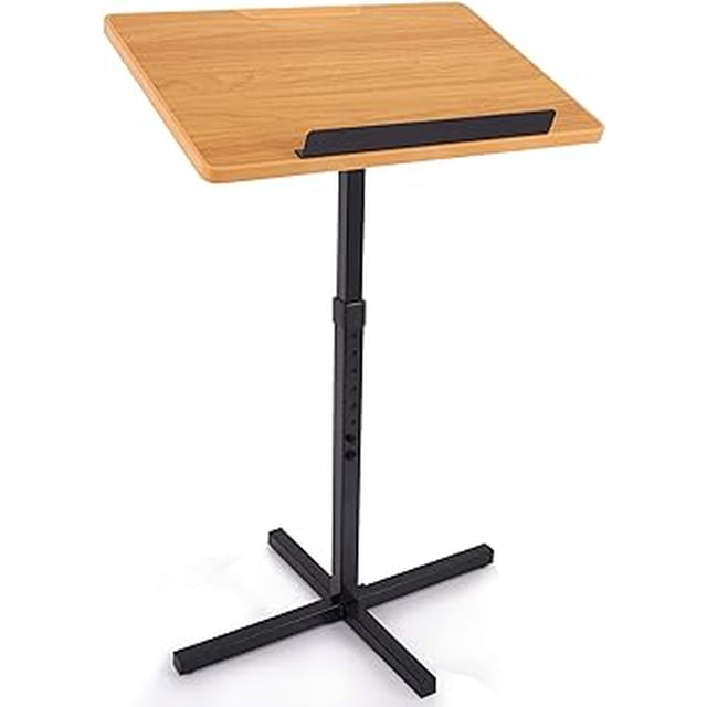 Pyle Support de Podium Portable Lectern avec Conception à Hauteur Réglable Allant de 28,3 Po à 46,5 Po. Comprend une Tablette Supérieure Inclinée avec un Butoir de Bord pour un placement Sécurisé des Ordinateurs Portables, des Livres Ou des Outils Pédagogiques. le Podium a une Grand Surface de Travail de 22,4 Po x 17,7 Po et une base Robuste avec des Pieds de Nivellement de Plancher Détachables pour la Stabilité. Léger à 17 Lb, Il Est Facile à Assembler et à Transporter, Ce Qui le Rend Idéal pour les Salles de Classe