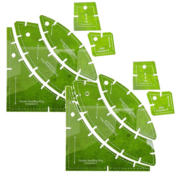 Leojiow 2 Pcs Gabarits de Courtepointe Double pour Alliance en Acrylique Vert, Dotés d'Outils de Jauge de Courtepointe Réutilisables Multifonctions. l'Ensemble Comprend Divers Gabarits de Règle Conçus pour Créer des Motifs de Couture Complexes, Convenant à l'Artisanat de Courtepointes, Nappes, Tapis et Plus. les Gabarits Sont Polis pour un Fonctionnement Fluide et Compatibles avec la Plupart des Pieds-Presseurs de Courtepointe, Offrant un Grand Espace de Fonctionnement pour une Utilisation Facile.