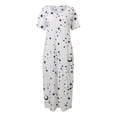 thumbnail image 4 of Kcodviy Robe de Nuit Quotidienne à Manches Courtes pour Femmes Petite Femmes Imprimé Étoiles Décontractée Chemises de Nuit Inclinées Épaule Maxi Robe de Sommeil, 4 of 6