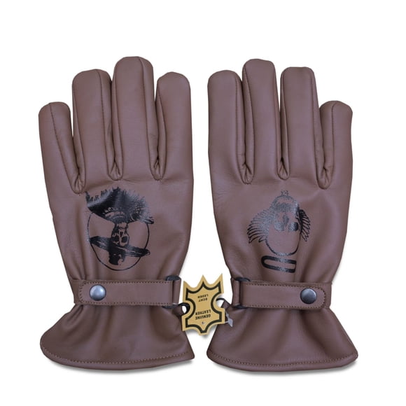 Men’s Genuine Leather Gloves – Brown Winter Driving Gloves with Strap - Size Large - by North Gloves