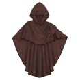 thumbnail image 3 of Fldy Kids Renaissance Hooded Cape Witch Cloak with Hood Medieval Knight Outfit Gothic Capelets Coffee M/150, 3 of 6