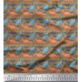 thumbnail image 1 of Soimoi Poly Georgette Fabric Tree & Dinosaur Animal Printed Fabric 1 Yard 42 Inch Wide, 1 of 3