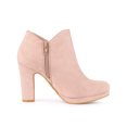 thumbnail image 3 of Unique Bargains Bottes à Talon Épais à Bout Rond pour Femme, Cheville, Rose Poudré (Taille 6), 3 of 7
