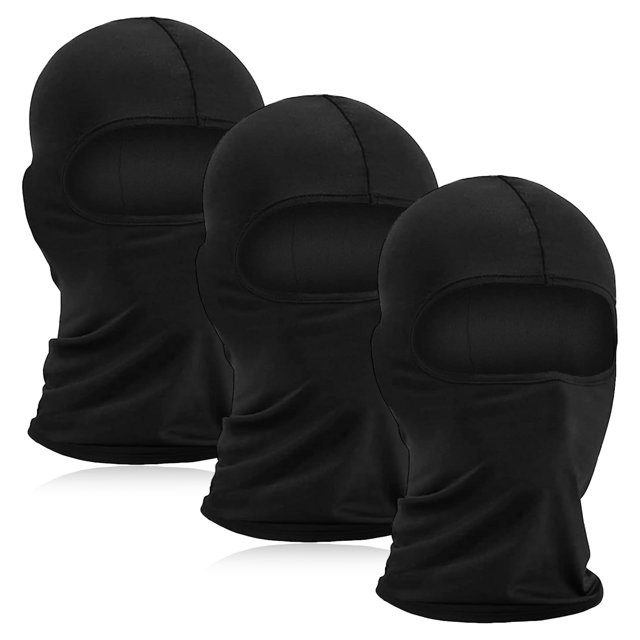 Wweixi Lot de 3/lot Masque Intégral Inodore Noir, en Soie pour Confort et Respirabilité. Conception Résistante aux Déchirures et à l'Usure avec Fines Coutures. Convient au Cyclisme, à la Motocyclette et aux Activités de Plein Air. Comprend Trois Cagoules pour Femmes avec Ajustement Élastique et protection Solaire.