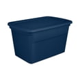 thumbnail image 1 of Sterilite Bac de Rangement Classique Empilable avec Couvercle de 30 Gal, Bleu, Lot de 18, 1 of 7