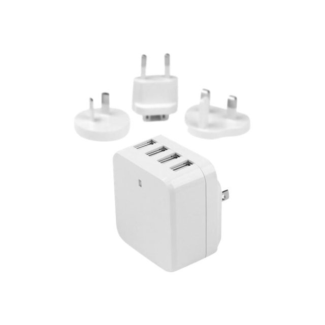 StarTech.com 4-Port USB Wall Charger - International Travel - 34W/6.8A - White USB4PACWH