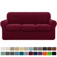 thumbnail image 1 of CHOK 2024 Housse de Sofa Extensible à Texture Quadrillée Housse de Canapé avec Housse de Coussin Séparée (Sofa Gris), 1 of 5