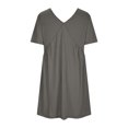 thumbnail image 4 of QIPOPIQ Robe d'Été 2024 pour Femmes à Manches Courtes, Robe Tunique à Col en V, Robe Décontractée Ample et Fluide, Robe Trapèze Droite, Mini-Robe en Liquidation, 4 of 5