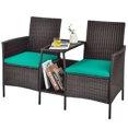 thumbnail image 2 of Costway Ensemble de Conversation en Rotin pour Patio Canapé Coussiné Causeuse Table en Verre, 2 of 9