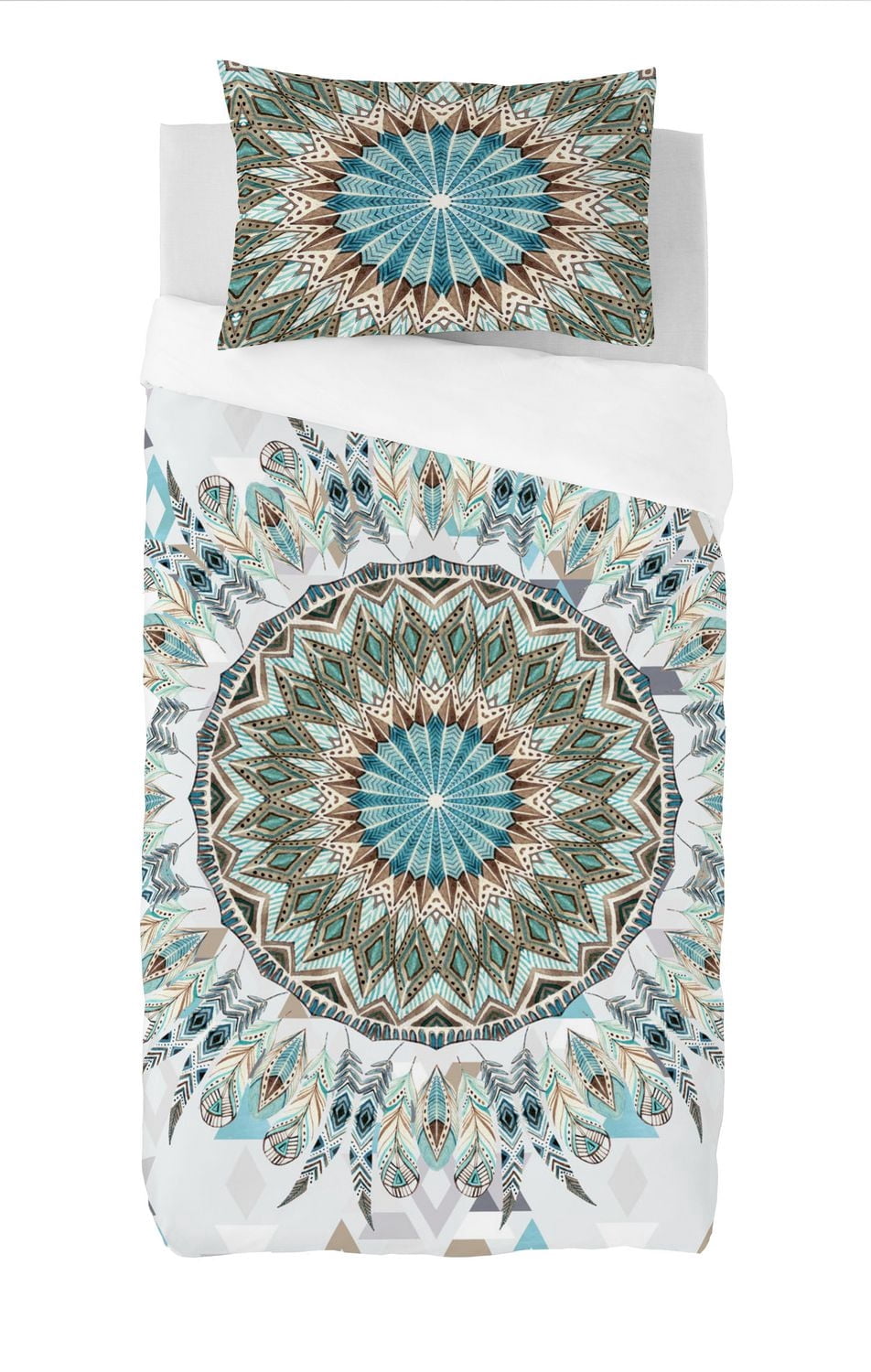 Gouchee Home Esma Mandala Print Cotton Duvet Cover Set, Twin Size