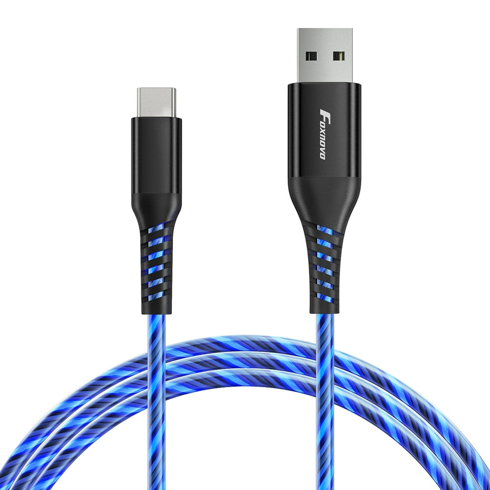 1M/3.3ft USB A TO Type C Flowing Charging Cable Data Cable Fast Charging Cable for Phones & Tablets Charging (Blue)