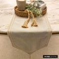 thumbnail image 3 of The HomeCentric Designer Ivory Grey Table Runner 8 - 10 Seater Table Runner (14 x 120 inch), Chevron Weave, Lace, Tassels, Linen fabric Table Linen, Geometric Pattern Modern Style - Eleganza, 3 of 9
